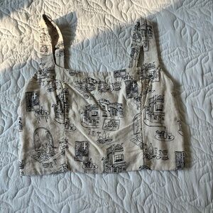 Abercrombie & Fitch Beige Graphic Crop Top